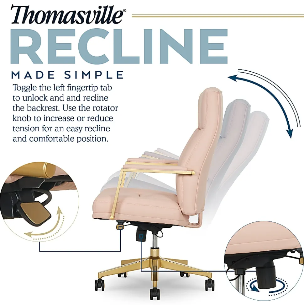Thomasville Lyndale Ergonomic Faux Leather Mid-Back Office Chair, Blush