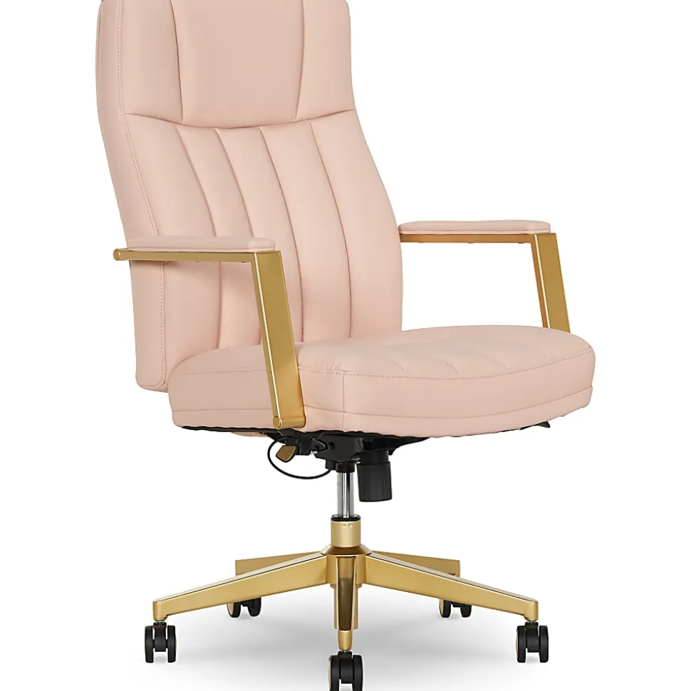 Thomasville Lyndale Ergonomic Faux Leather Mid-Back Office Chair, Blush