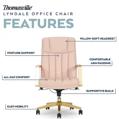 Thomasville Lyndale Ergonomic Faux Leather Mid-Back Office Chair, Blush