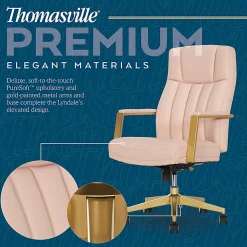 Thomasville Lyndale Ergonomic Faux Leather Mid-Back Office Chair, Blush