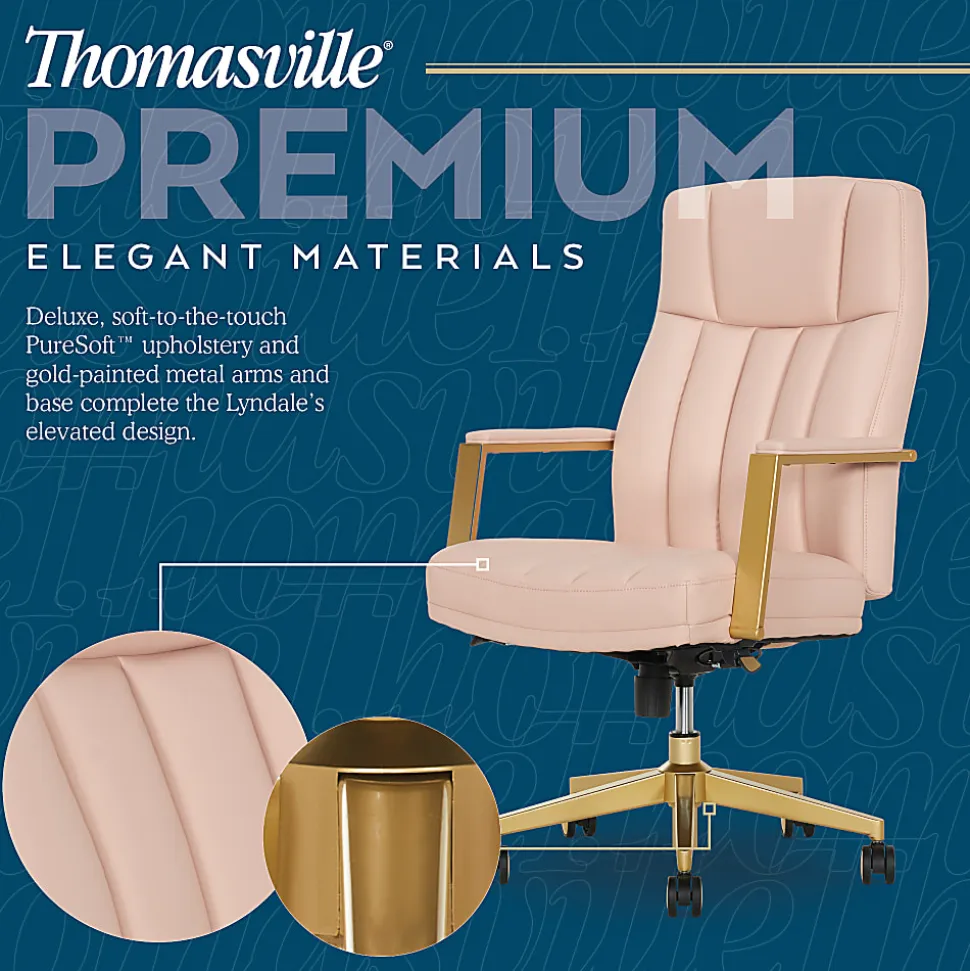 Thomasville Lyndale Ergonomic Faux Leather Mid-Back Office Chair, Blush