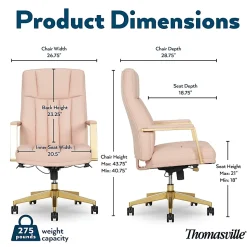 Thomasville Lyndale Ergonomic Faux Leather Mid-Back Office Chair, Blush