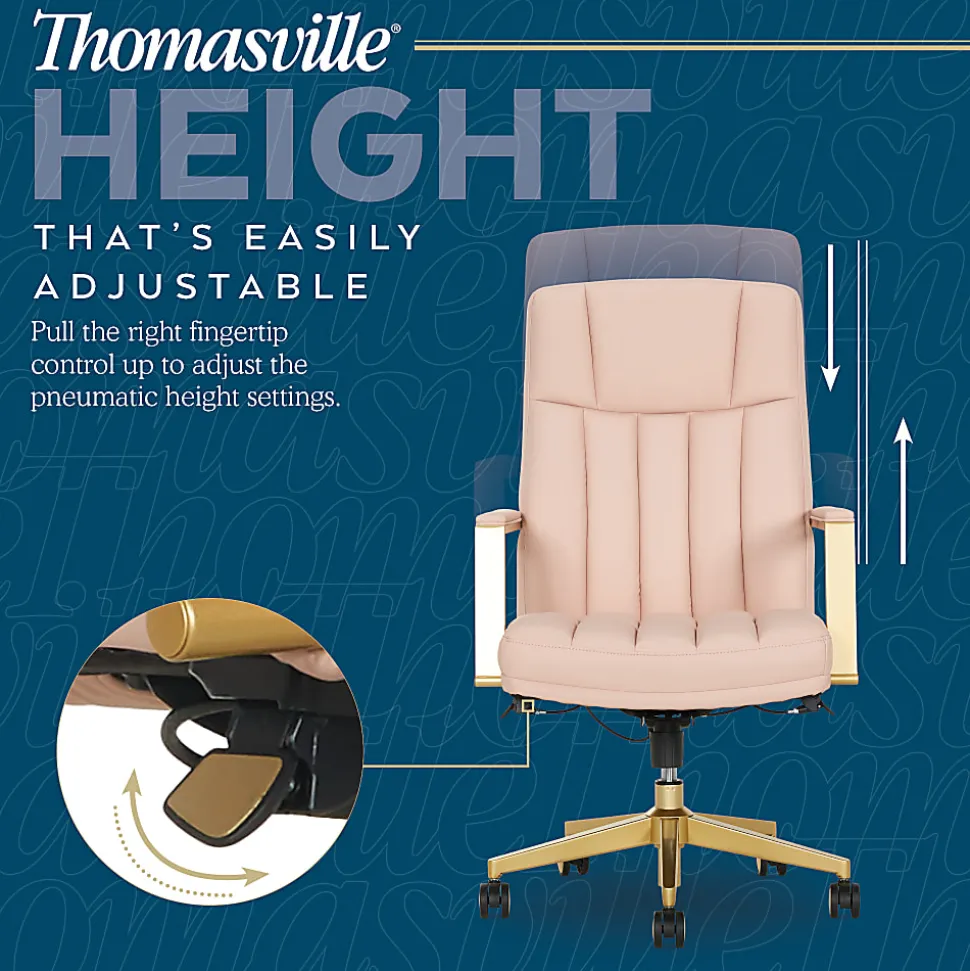 Thomasville Lyndale Ergonomic Faux Leather Mid-Back Office Chair, Blush