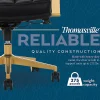 Thomasville® Lyndale Ergonomic Vegan Leather Mid-Back Office Chair, Black/Gold