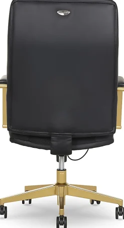 Thomasville® Lyndale Ergonomic Vegan Leather Mid-Back Office Chair, Black/Gold