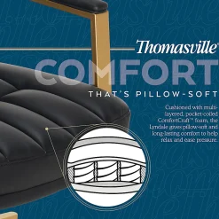 Thomasville® Lyndale Ergonomic Vegan Leather Mid-Back Office Chair, Black/Gold