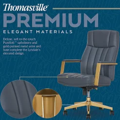 Thomasville Lyndale Ergonomic Faux Leather Mid-Back Office Chair, Dark Blue