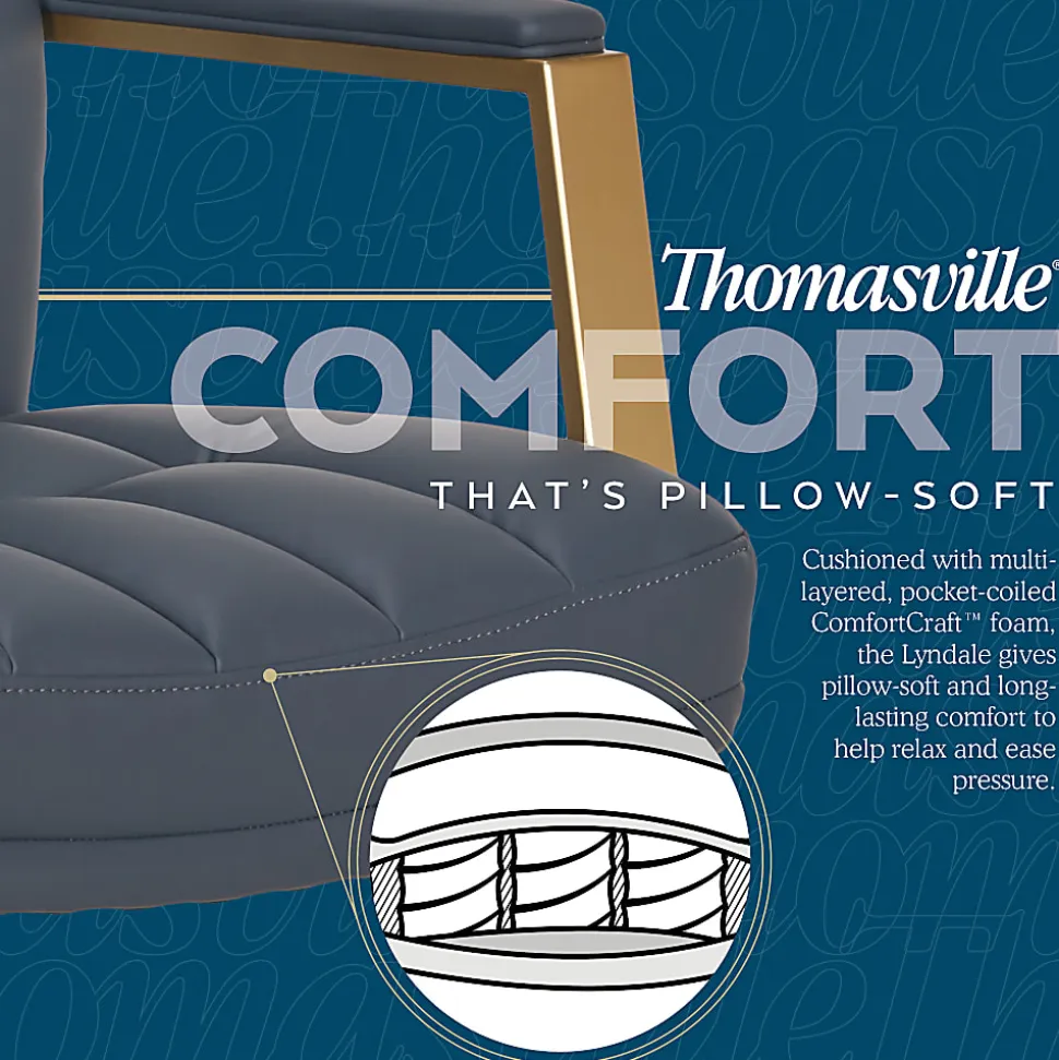 Thomasville Lyndale Ergonomic Faux Leather Mid-Back Office Chair, Dark Blue