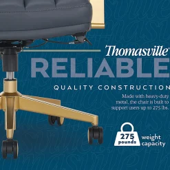 Thomasville Lyndale Ergonomic Faux Leather Mid-Back Office Chair, Dark Blue