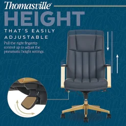 Thomasville Lyndale Ergonomic Faux Leather Mid-Back Office Chair, Dark Blue