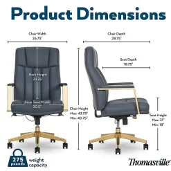 Thomasville Lyndale Ergonomic Faux Leather Mid-Back Office Chair, Dark Blue