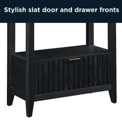 Thomasville® Rivington 60"H 3-Shelf Bookcase With Storage, Raven Black