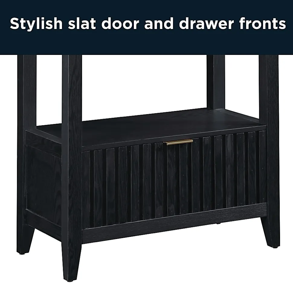 Thomasville® Rivington 60"H 3-Shelf Bookcase With Storage, Raven Black