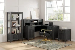Thomasville® Rivington 60"H 3-Shelf Bookcase With Storage, Raven Black