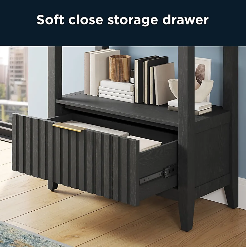 Thomasville® Rivington 60"H 3-Shelf Bookcase With Storage, Raven Black