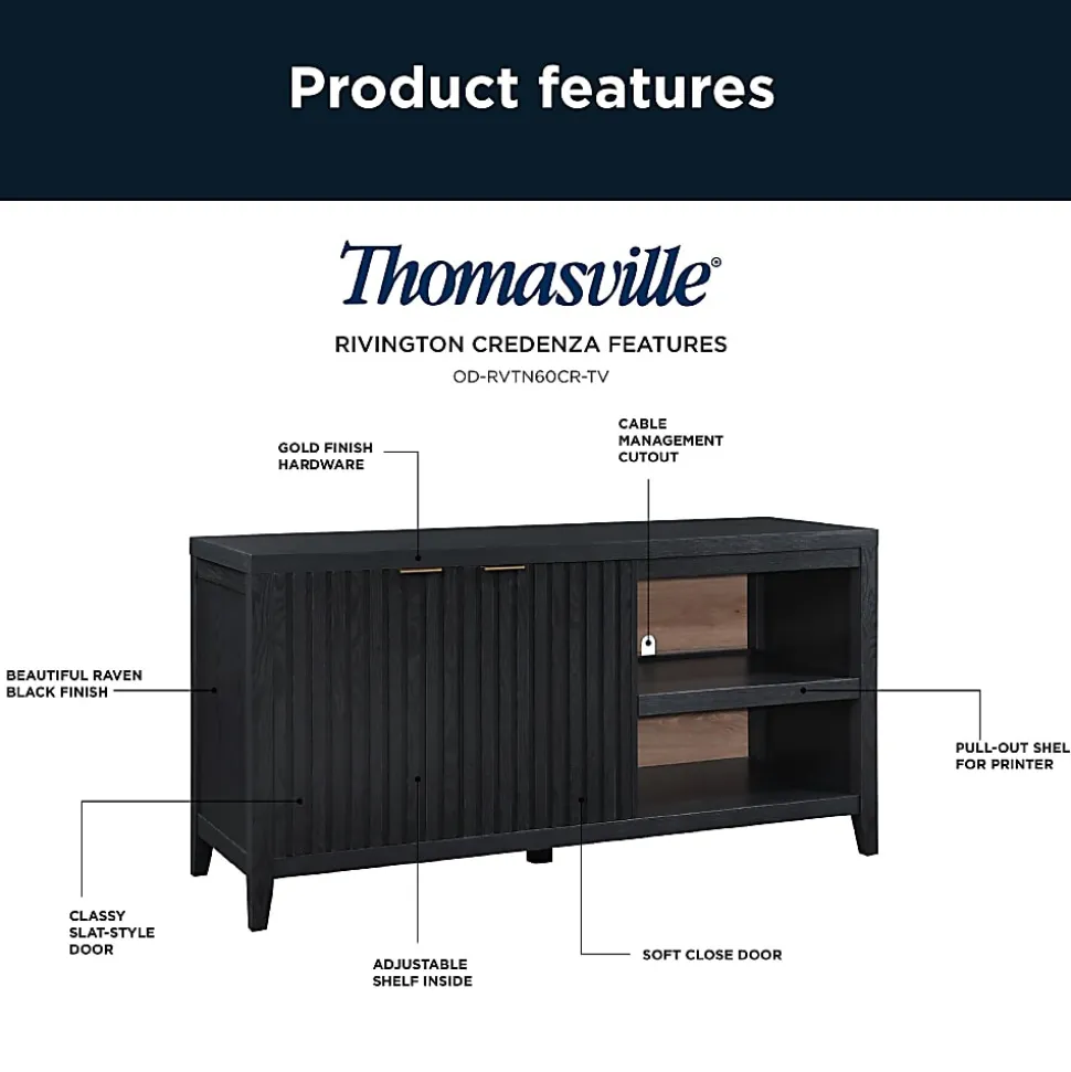 Thomasville Rivington 60"W Credenza, Raven Black