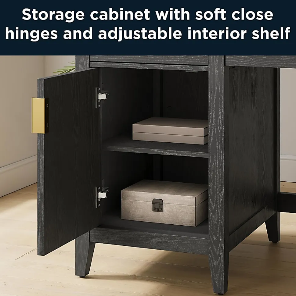 Thomasville Rivington 48"W Single Pedestal Writing Desk, Raven Black