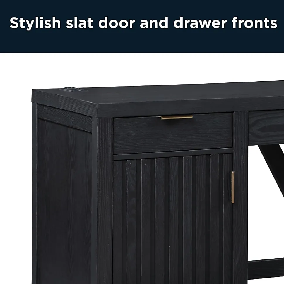 Thomasville Rivington 48"W Single Pedestal Writing Desk, Raven Black