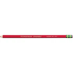 Ticonderoga® Erasable Checking Pencils, Presharpened, Carmine Red, Pack Of 12