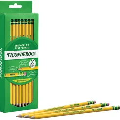 Ticonderoga® Pencils , Pre-Sharpened, #2 Soft Lead, Yellow Barrel, Box Of 30
