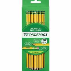 Ticonderoga® Pencils , Pre-Sharpened, #2 Soft Lead, Yellow Barrel, Box Of 30
