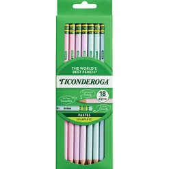 Ticonderoga Wood-Cased Pencils, No 2, Soft, Assorted Pastel, Pack Of 18 Pencils