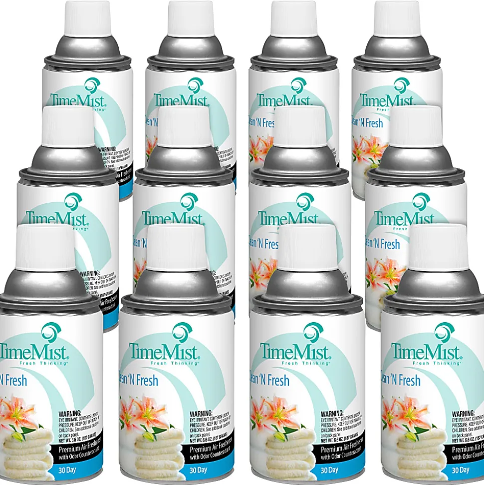 TimeMist® Premium Metered Air Freshener Refills, 6.6 Oz, Clean & Fresh, Carton of 12 Units