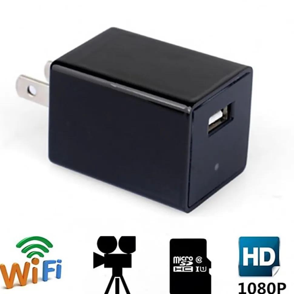 TJ Riley Indoor Home Security Camera, USB Plug, Black