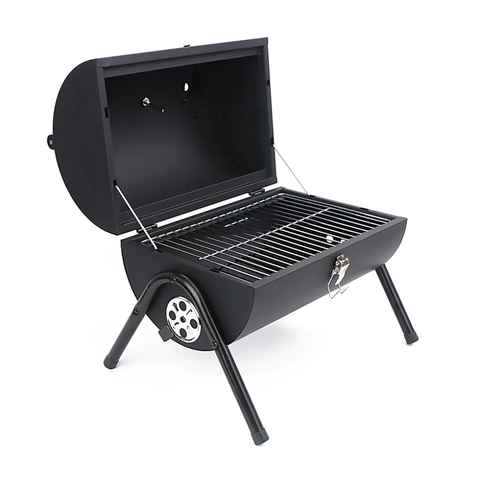 TJ Riley Tabletop Charcoal Grill, 10”H x 10”W x 14”D, Black