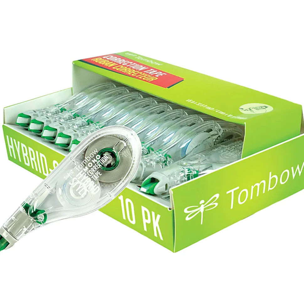 Tombow® Mono® Hybrid-Style Correction Tape, Single Line, 0.16" x 394", Clear, Pack Of 10