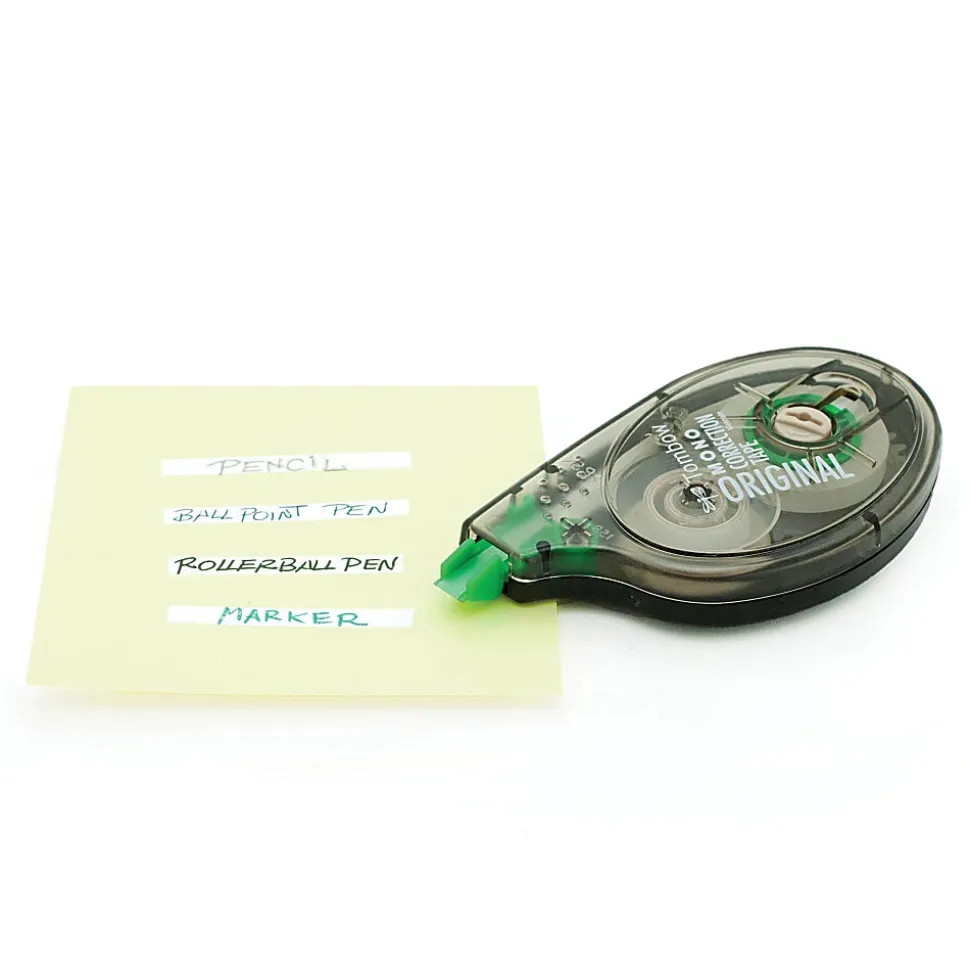 Tombow Original Mono Correction Tape - 0.16"x 32.81 ft - 1 Line(s) - White Tape - Ergonomic - Acid-free, Non-refillable - 12 / Box - White - 68627BX