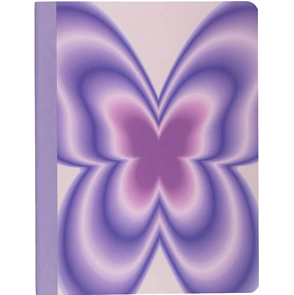 Top Flight Fashion Composition Book, 9-3/4" x 7-1/2", Wide Rule, 80 Sheets, Purple Butterfly