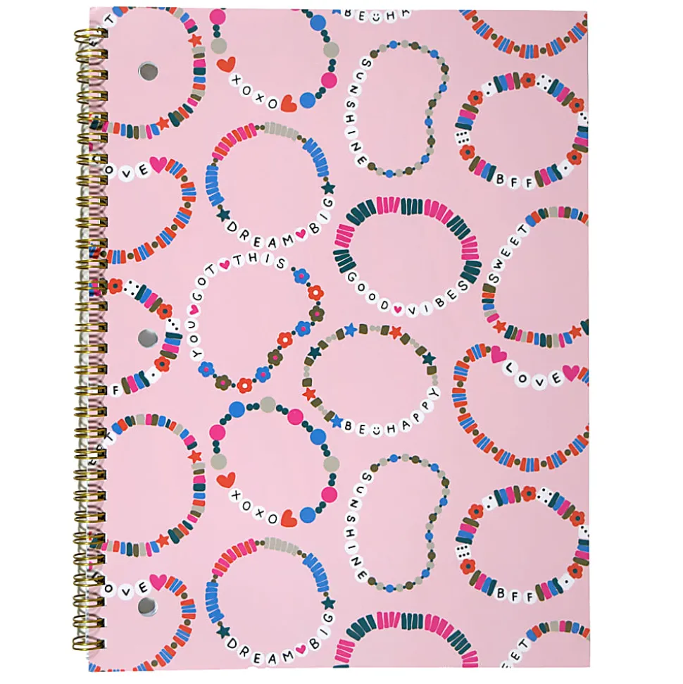 Top Flight Fashion 1-Subject Notebook, 8" x 10", 70 Sheets, Friendship Bracelets