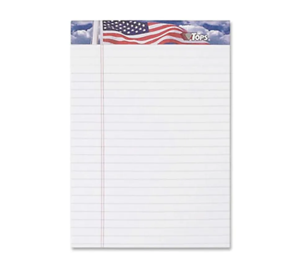 TOPS American Pride Binding Legal Writing Tablet - Jr.Legal - 50 Sheets - Strip - 16 lb Basis Weight - 75103