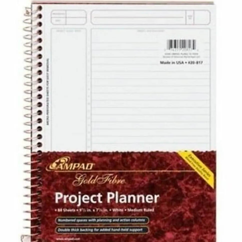 TOPS Ampad Gold Fibre Project Planner, 9 1/2" x 7 1/4", Assorted Colors