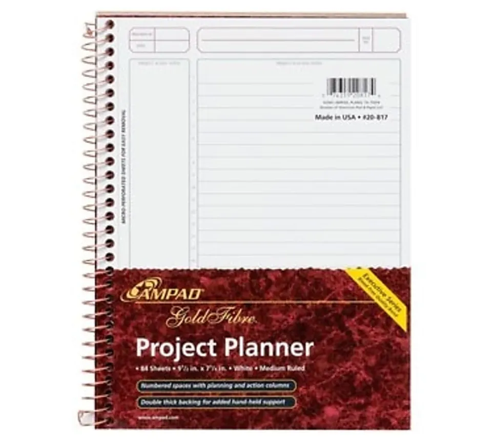 TOPS Ampad Gold Fibre Project Planner, 9 1/2" x 7 1/4", Assorted Colors