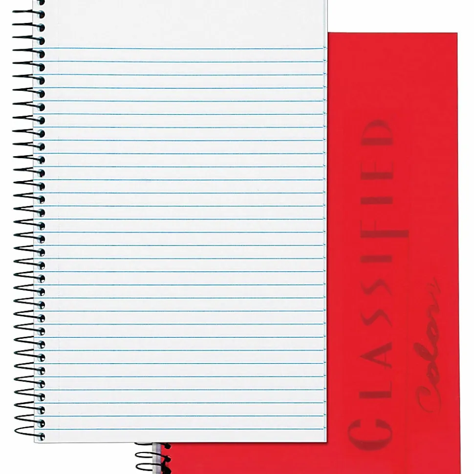 TOPS® Classified™ Colors Business Notebook, 5 1/2" x 8 1/2", 1 Subject, Narrow Ruled, 100 Sheets, Ruby Red Cover