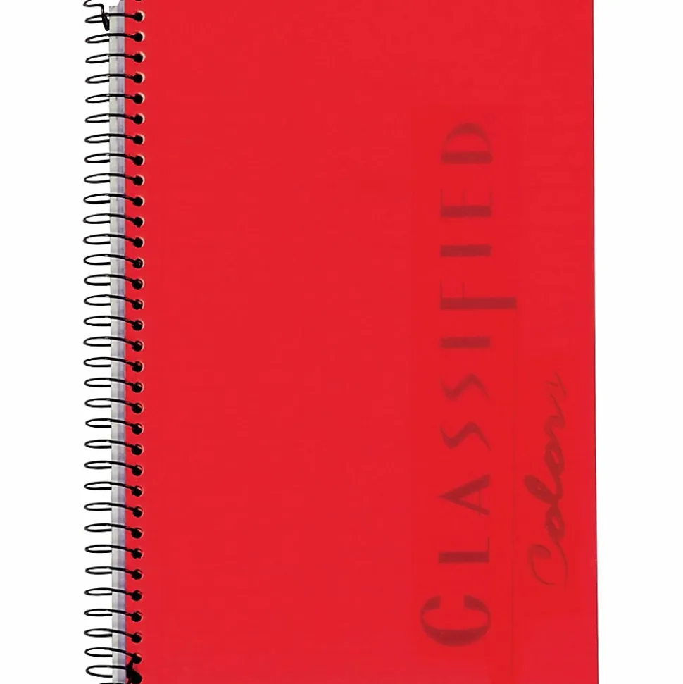 TOPS® Classified™ Colors Business Notebook, 5 1/2" x 8 1/2", 1 Subject, Narrow Ruled, 100 Sheets, Ruby Red Cover
