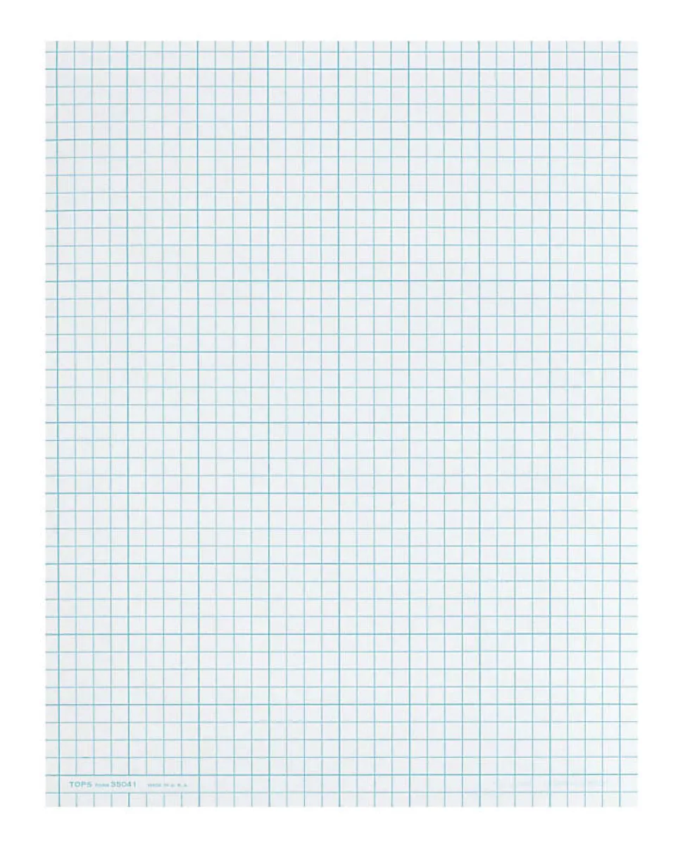 TOPS™ Cross Section Pad, 8 1/2" x 11", Quadrille Rule, 50 Sheets, White Paper/Blue Ink