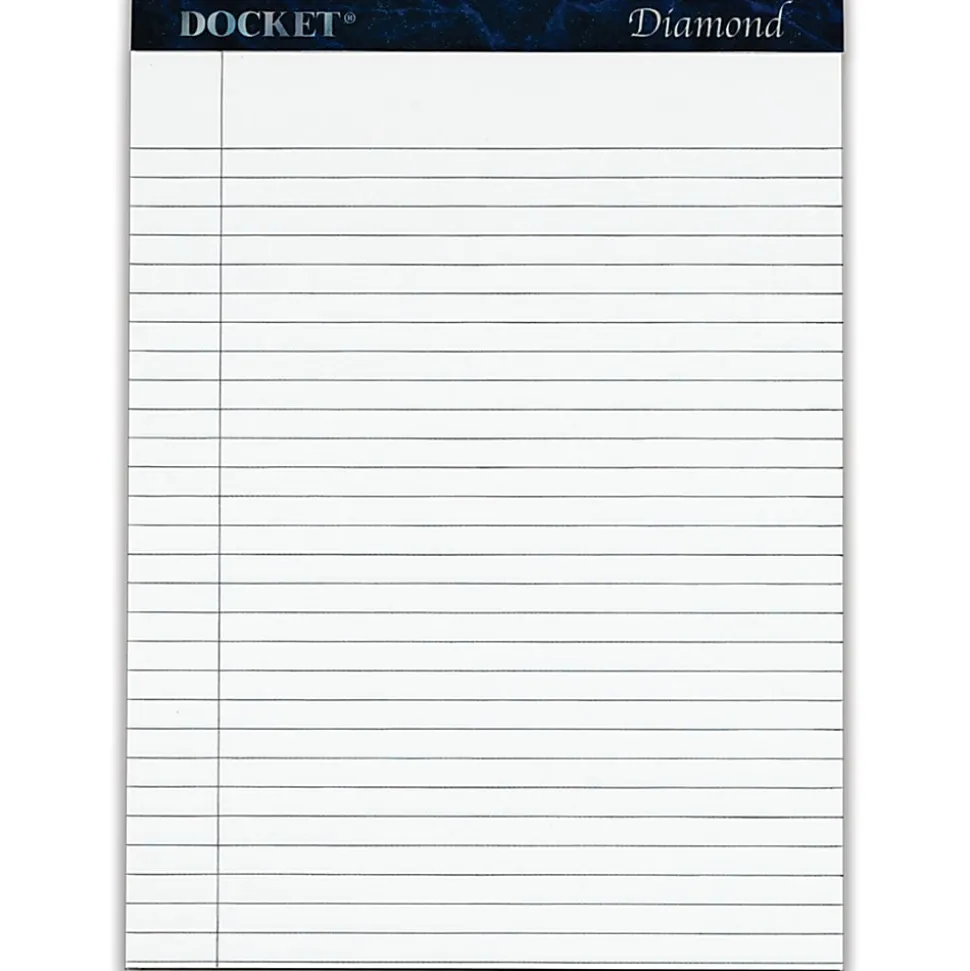 TOPS™ Docket™ Diamond Premium 100% Recycled Legal Pad, 8 1/2" x 11 3/4", Legal Ruled, 50 Sheets, White, Pack Of 2 Pads
