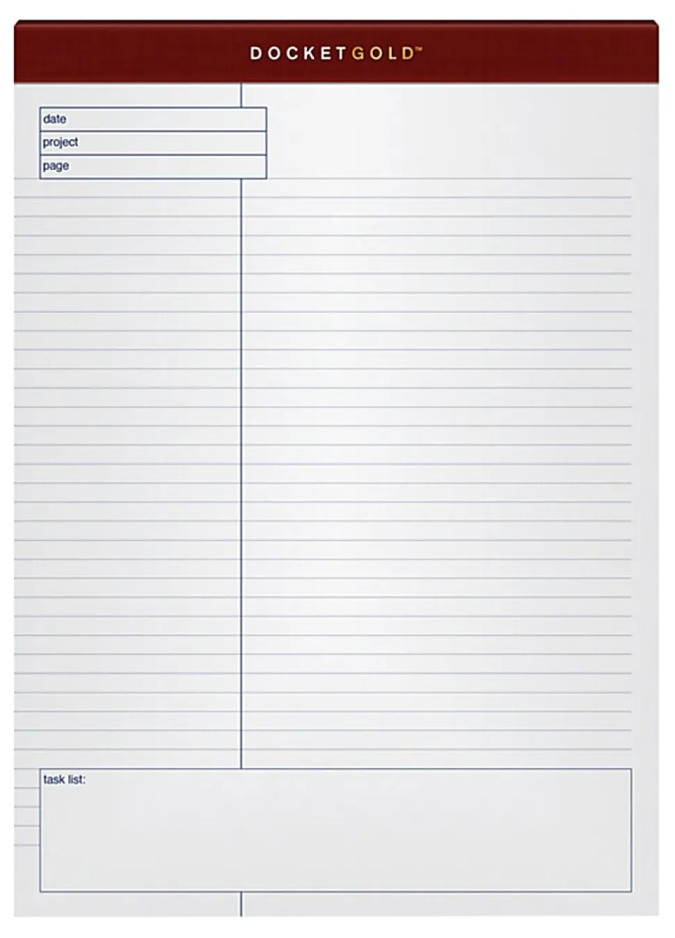 TOPS™ Docket Gold™ Premium Writing Pads, 8 1/2" x 11 3/4", Wide Ruled, 40 Sheets, White, Pack Of 4 Pads
