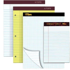 TOPS™ Docket Gold™ Premium Writing Pad, 5" x 8", Legal Ruled, 50 Sheets, White