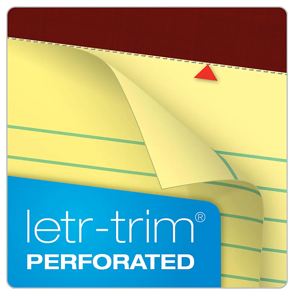 TOPS™ Docket Gold™ Premium Writing Pads, 8 1/2" x 11 3/4", Legal Ruled, 50 Sheets, Canary, Pack Of 12 Pads