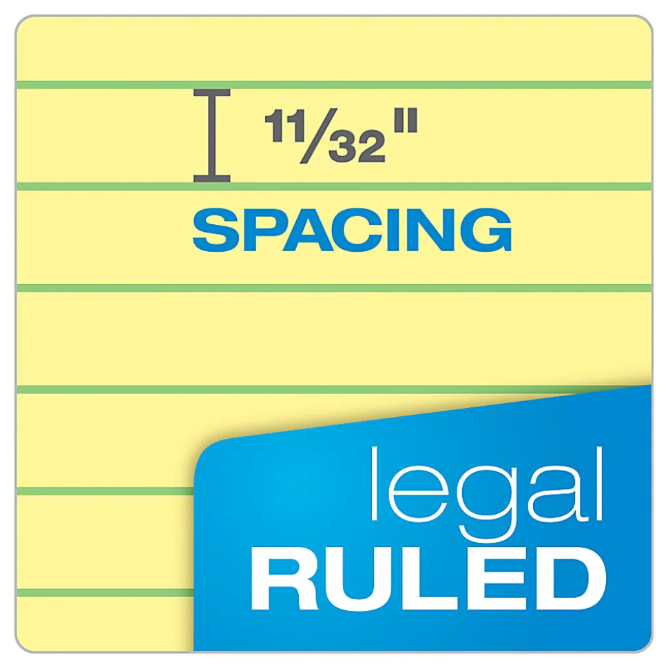 TOPS™ Docket Gold™ Premium Writing Pads, 8 1/2" x 11 3/4", Legal Ruled, 50 Sheets, Canary, Pack Of 12 Pads