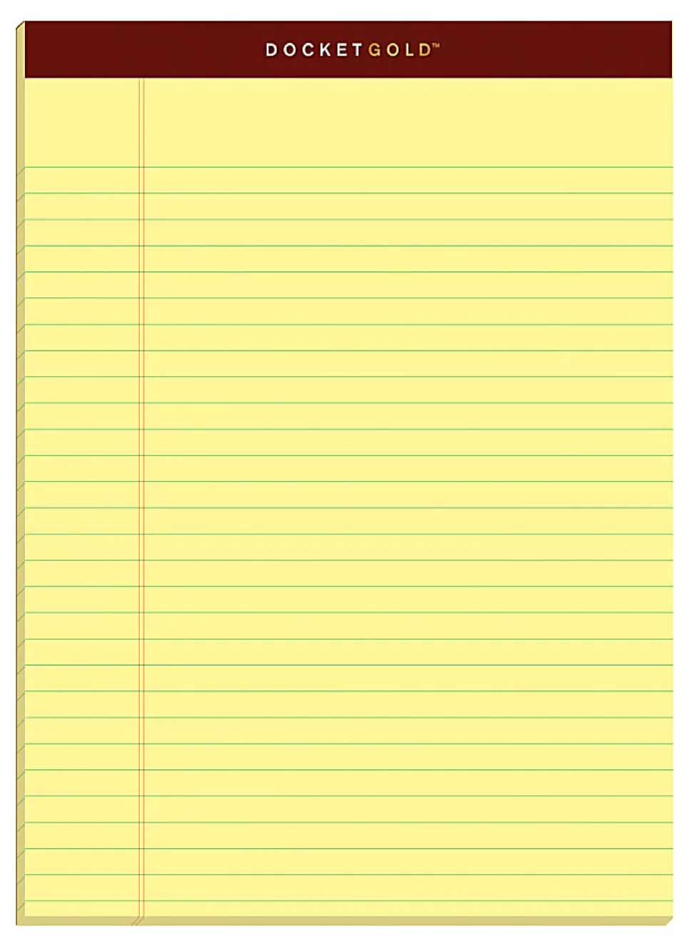 TOPS™ Docket Gold™ Premium Writing Pads, 8 1/2" x 11 3/4", Legal Ruled, 50 Sheets, Canary, Pack Of 12 Pads