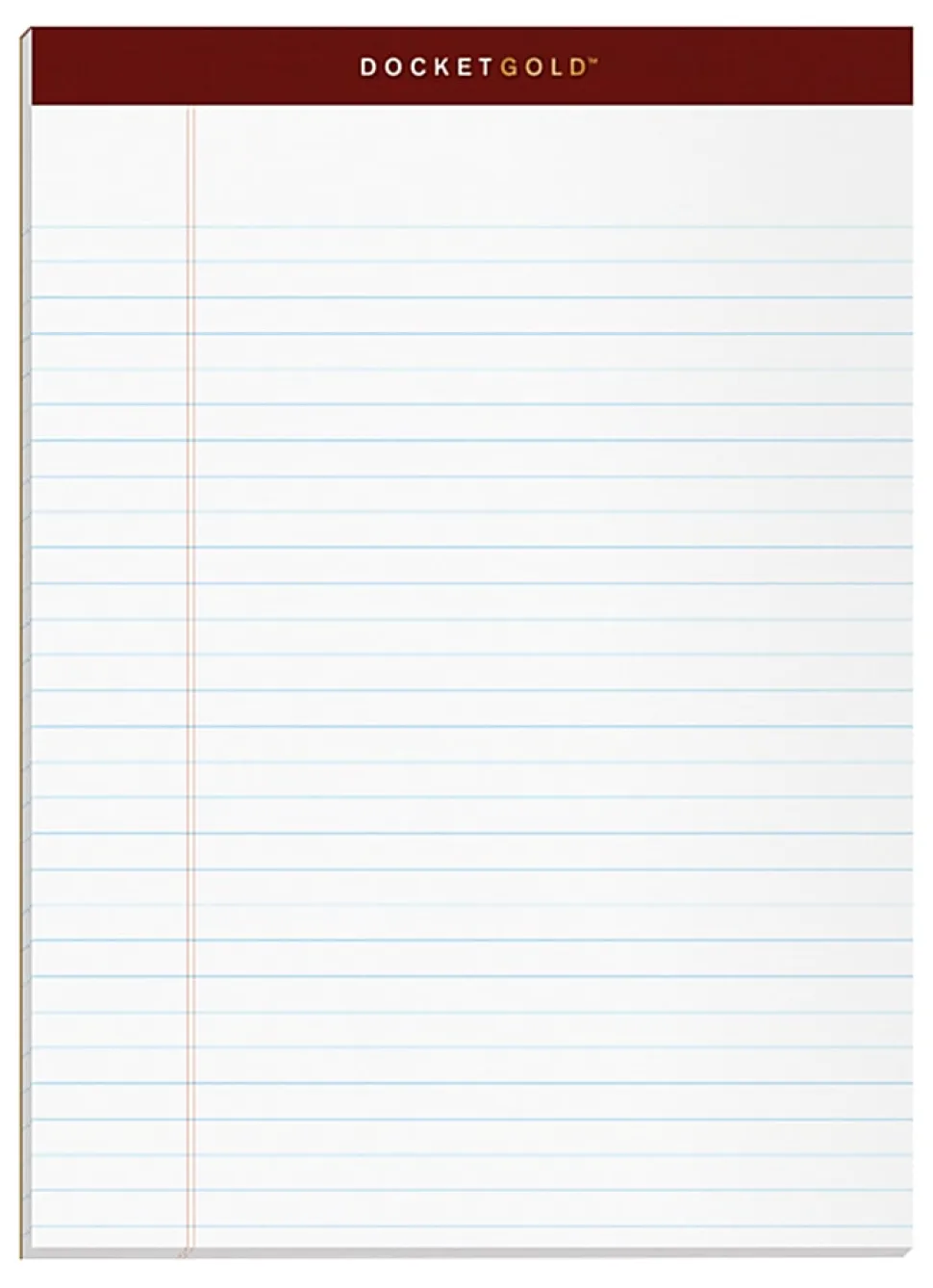 TOPS™ Docket Gold™ Premium Writing Pads, 8 1/2" x 11 3/4", Legal Ruled, 50 Sheets, White, Pack Of 12 Pads