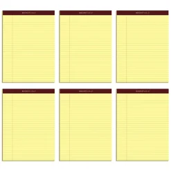 TOPS™ Docket Gold™ Premium Writing Pads, 8 1/2" x 11 3/4", Legal Ruled, 50 Sheets, Canary, Pack Of 6 Pads