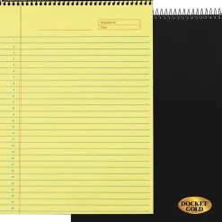TOPS™ Docket Gold™ Wirebound Writing Tablet, 8 1/2" x 11", 70 Sheets, Canary