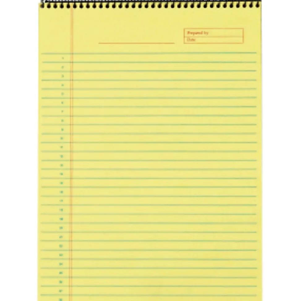 TOPS™ Docket Gold™ Wirebound Writing Tablet, 8 1/2" x 11", 70 Sheets, Canary
