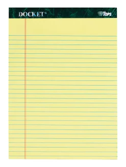 TOPS Docket Legal Rule Writing Pads - 50 Sheets - Double Stitched - 16 lb Basis Weight - 8 1/2"x11 3/4" Sheet Size - 63406